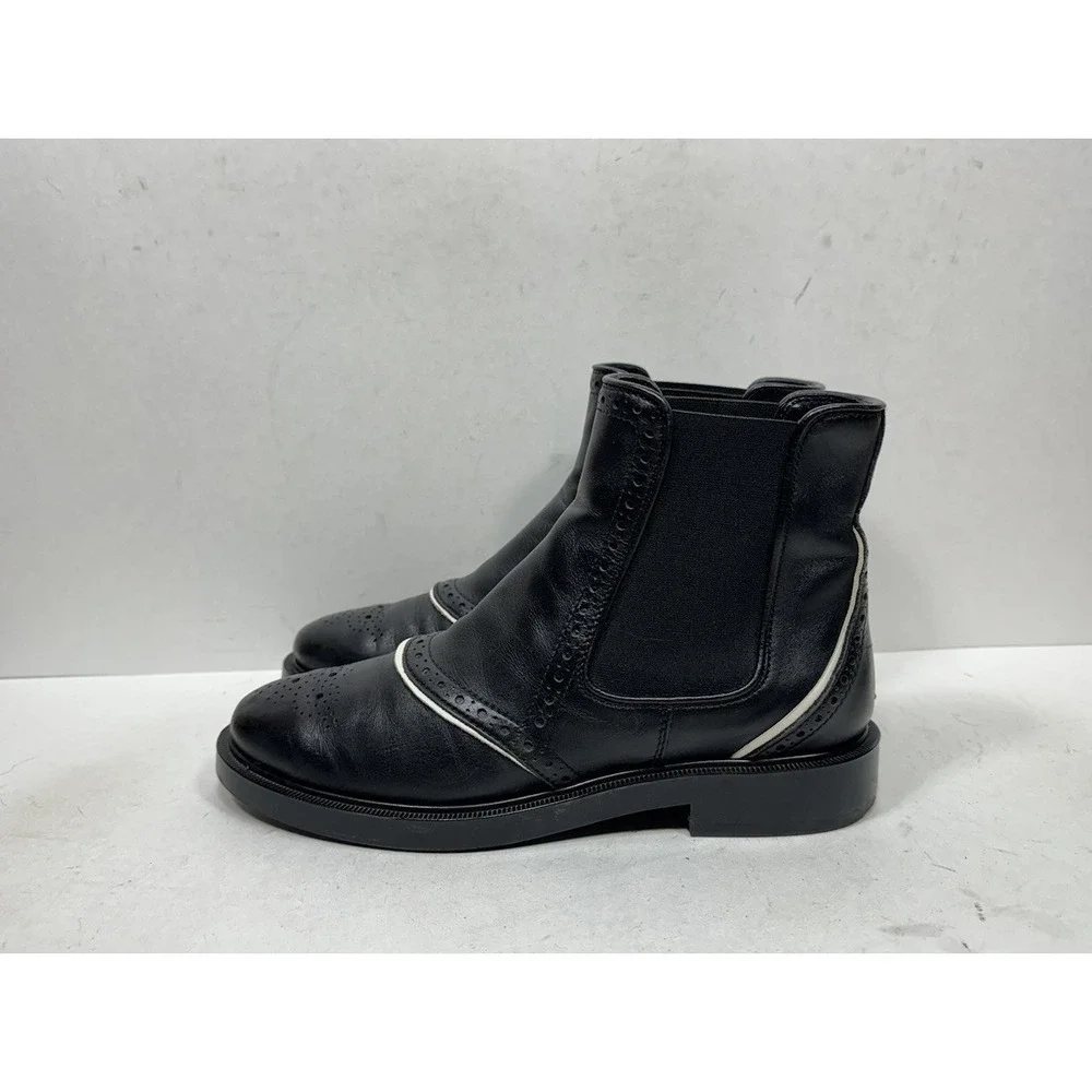 Tod's Chelsea Black Ankle Boots Women's Size 7 / 37 EU Shoes Leather